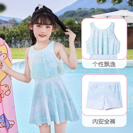 Children's swimsuit cute middle and big children's split swimsuit Marine cartoon printed swimsuit comfortable inner village Korean style