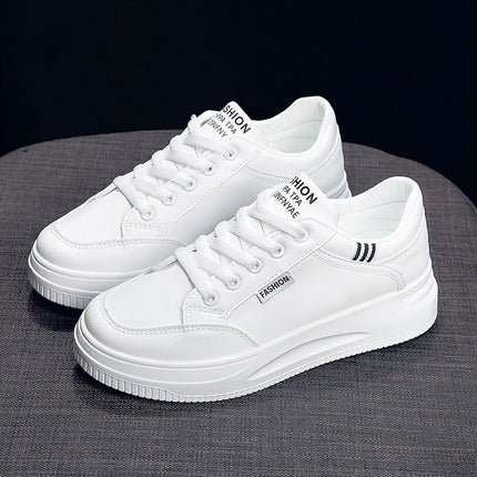 2026 Hot-Selling Spring and Autumn Lightweight White Sneakers with Leather Surface, Height-Increasing Soft Sole, Breathable Thick-Soled Sports Casual Shoes for Women