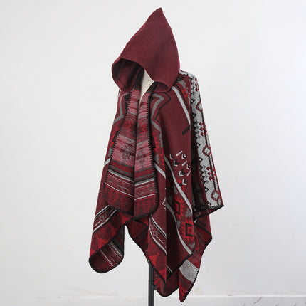 Ethnic Style Men's Hooded Cloak Shawl Women's Thickeneded Warm Xinjiang Xizang Lijiang Travel Photo Outer Cloak