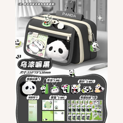 Large-Capacity Panda Pencil Bag High-Value Stationery Bag 2025 Girls New Multi-Functional Stationery Box Set Junior High School Students