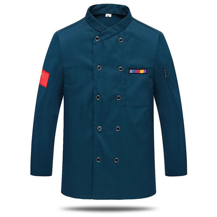 Chef Work Clothes Short-Sleeved Wholesale Men's Kitchen Hotel Catering Foreign Trade Restaurant Printable Embroidered Chef Uniform Long-Sleeved Suit