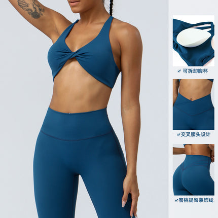 Cross-border European and American Yoga Suit High Waist Hip-lifting Running Fitness Suit Tight Yoga Sports Suit for Women