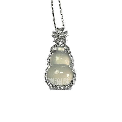 Ice Green Chalcedony Gourd Pendant Imperial White Agate Necklace Jade Color Clavicle Chain Popular Douyin Live Broadcast Same Style
