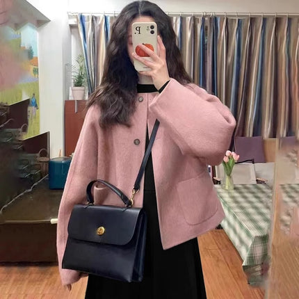 plus size chubby girl Fall/Winter Women's Small Fragrant Style Short Wool Coat Dress Two-Piece Set 200kg