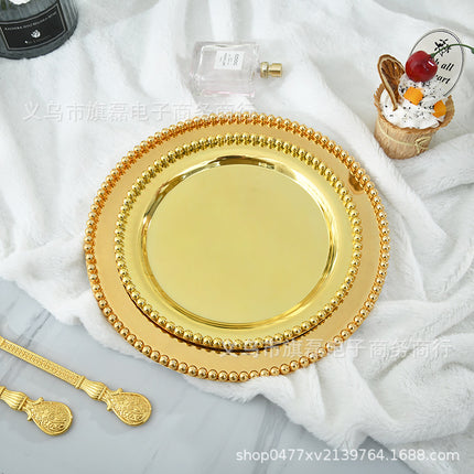 European High-End Metal Round Tray Fruit Cake Plate Baking Afternoon Tea Party Ktv Wedding Table Supplies