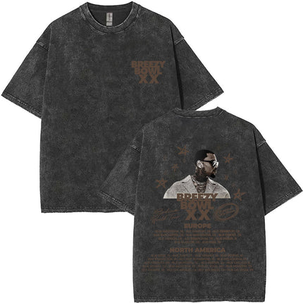 Vintage Washed Chris Brown Pop Music Album Cover Graphic t Shirt