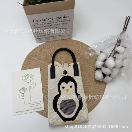 Girl's Heart-Shaped Knitted Crossbody Bag