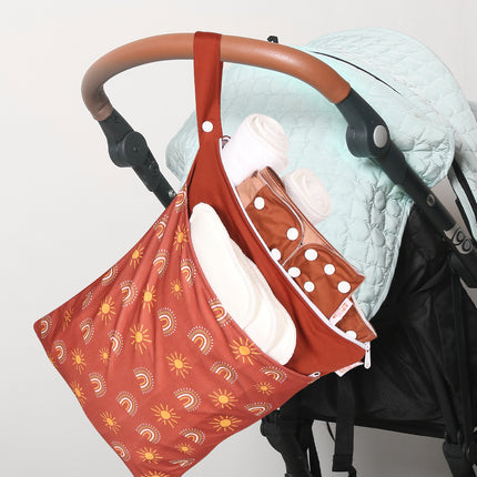 Nordic printing storage hanging bag cross-border hot sale baby diaper bag wetbag wet and dry separation double-layer waterproof bag