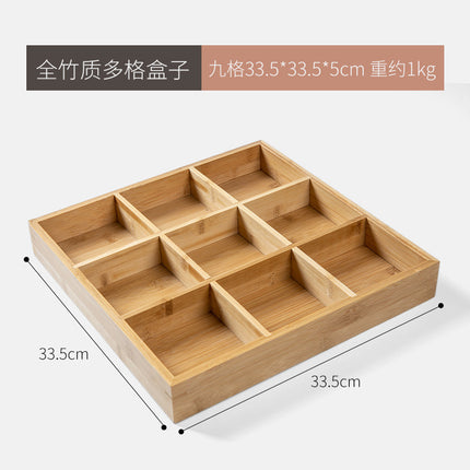Desktop Dust-proof Tea Bag Storage Box Bamboo Cultural Play Jewelry Storage Box Medicine Sub-packing Box Jiugongge Storage Box