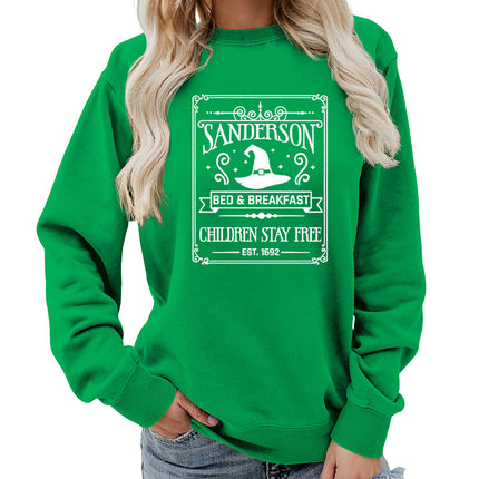 Sanderson Bed Breakfast Printed Round Neck Women's Top Sweatshirt Autumn and Winter Amazon Loose