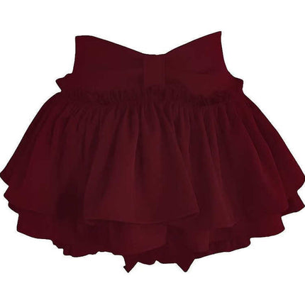 Pure Desire Ballet-Style Red Puffy Skirt for Women, High-Waisted A-Line Tiered Skirt, Anti-Exposure Mini Skirt for Petite Figures