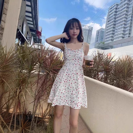 Dopamine 2025 All-match Ins Style suit Sling Sweet Floral dress Slimming Cardigan Summer New Skirt