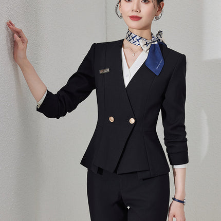 High-end Suit suit Female Spring and Autumn Professional Temperament Goddess Fan Hotel Manager Front Desk Reception Beauty Salon Overalls