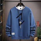 Round neck sweatshirt triangle blue / (s size) weight 70-85