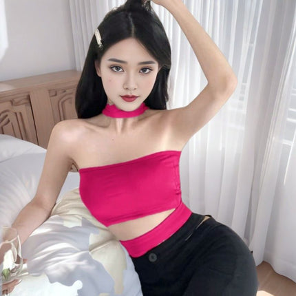 Sexy Backless Camisole Women's Summer Spice Girl Outer Wear Hanging Neck Strapless Beautiful Back Design Top 901