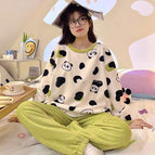 Green panda velvet / M