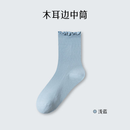Summer socks women loose pile socks women summer thin breathable tube wooden ear cotton socks Zhuji socks wholesale