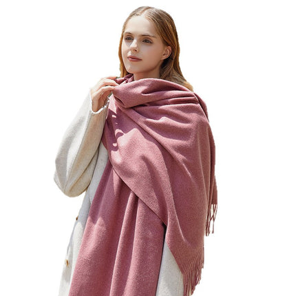 Wool Cashmere Scarf Autumn and Winter Versatile Pure Color Scarf Women's Winter Warm Women's Shawl Scarf Korean Atmosphere