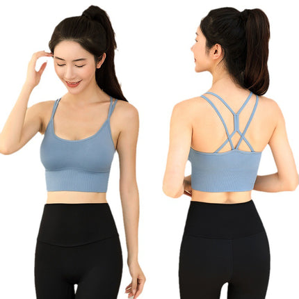 Seamless back white sports underwear women's summer shockproof running anti-sagging big chest small one bra thin