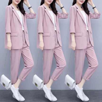 Internet Celebrity Thin Casual Suit 2023 New Elegant Fashion Ladies Business Wear Suit Pants Two-piece Set