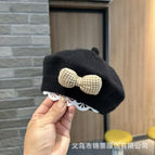 Bow beret-black / 3-48 months