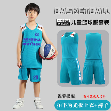 Children's Basketball Uniform Set Men's Basketball Team Uniform Jersey Basketball Training Camp School Sports Meeting Children's Basketball Team Uniform Number Printing