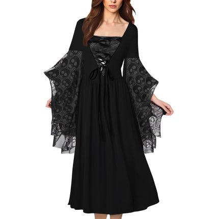 Hot-Selling Cross-Border Amazon Halloween European and American Cosplay Women's Skull Lace Dress Hot Style Plus Color