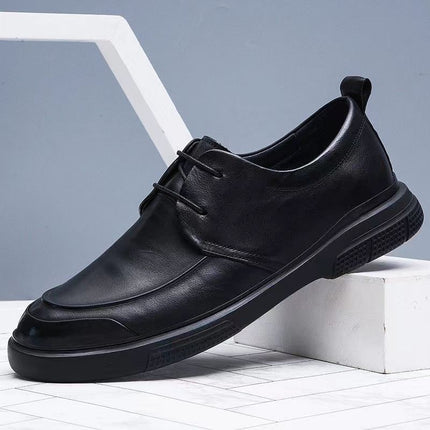 Spring Genuine Leather Men's Shoes 2024 New Non-Slip Thick Sole Set Feet Soft Face Business Casual Leather Shoes Men's Work Shoes