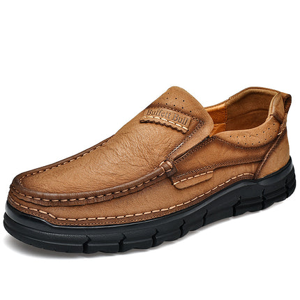 Leather Shoes Men's 2025 New Handmade Genuine Leather Men's Shoes Outdoor Mountaineering Slip-on Non-slip Casual Shoes Dad's Shoes