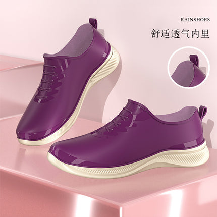Fashionable Rain Boots for Women, Spring and Autumn Short-Tube Waterproof Shoes for Outer Wear, Non-Slip Kitchen Work Plus Velvet Warm Rain Boots Cross-Border
