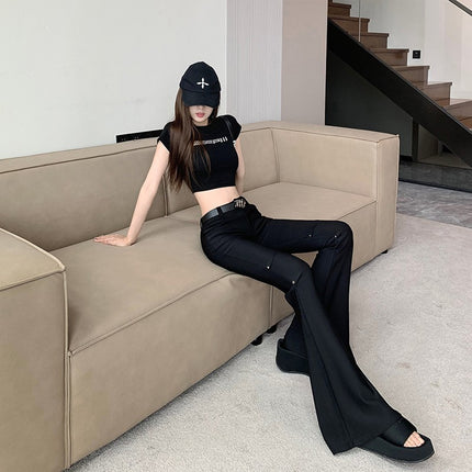Design black slimming versatile leggings cross-border women's clothing spring and summer new high waist slim mop horseshoe pants
