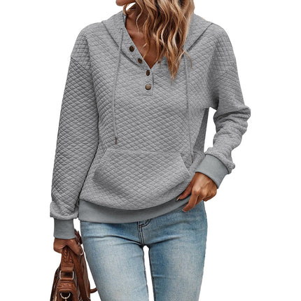 Trendy Plaid Long-Sleeve Sweatshirt Women's Hoodie Jacquard Knit Loose Pocket Top Cross-Border Women's New Fashion