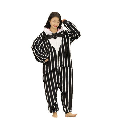 Spring, Autumn and Winter New Cartoon One-Piece Flannel Home Clothes That Can Be Worn Outside, Men's and Women's Same Style Pajamas, Casual Style for Toilet