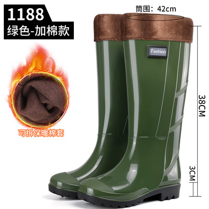 Men's Gray Plain Rain Boots, Labor Protection Boots, High Rain Boots, Protective Long-Tube Men's Water Shoes, Outdoor Camouflage Water Boots, Rubber Boots