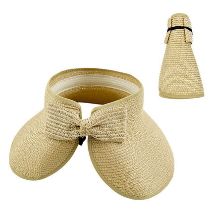 Summer Hat Women's Empty Top Hat No-Top Sun Hat Korean Foldable Sun Hat Straw Hat Big Rim Sunscreen Hat