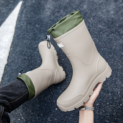 Cross-Border Fashion Couple Rain Boots Men's Outdoor Waterproof Fishing Shoes Men's Thick-Soled Non-Slip Kitchen Rubber Shoes Waterproof Car Wash Shoes