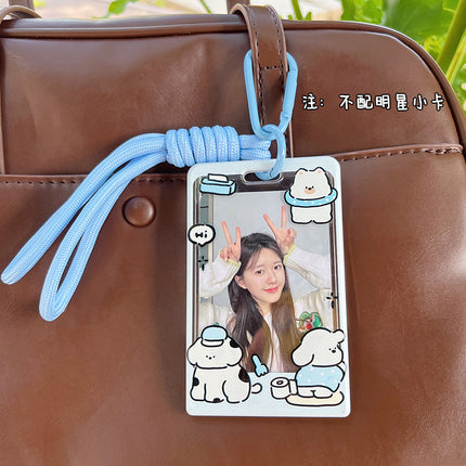 Cute Transparent Card Case Instagram Style Star-chasing Campus Meal Card Protective Case with Lanyard Bus Subway Star Card Pendant