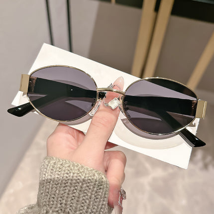 Round Frame Metal Sunglasses Women's High Sense Women's Driving UV Protection Photographing Sunglasses Trendy Retro Fashion Small Frame