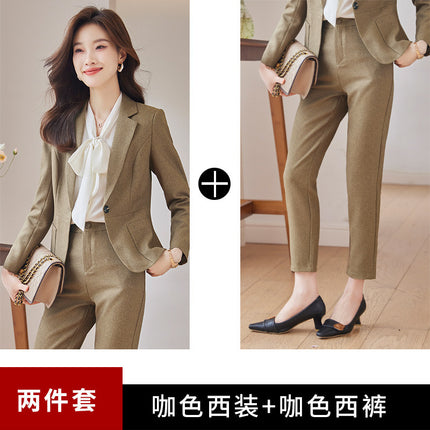 Green Suit Jacket Women Spring and Autumn New High-end Civil Servant Interview Professional Temperament Suit suit Work Clothes