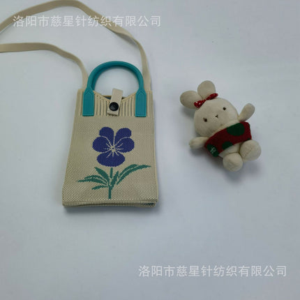 Girl's Heart-Shaped Knitted Crossbody Bag
