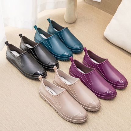 New Spring and Autumn Four Seasons Rain Shoes Women's Short Tube Shallow Mouth Waterproof Non-slip Water Shoes Women's Low-top Kitchen Work Outer Wear Rubber Shoes