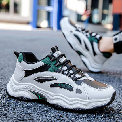 Autumn and Winter New Student Sneakers Leather Deodorant Black Fashion Men's Shoes Lace-up White Men's White Shoes