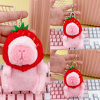 Bead chain style / Light pink strawberry hat capibala