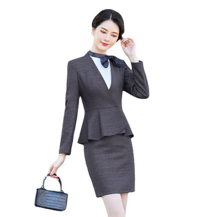 2023 Spring Business Wear Black High-end Pants Set Temperament Long-sleeved Professional Slim-fit Work Clothes Small Chanel Style Suit