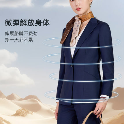 Wool Suit Jacket Women's Spring and Autumn High Sense Fashion Commuter Interview Host Professional Dress Suit Machine Washable