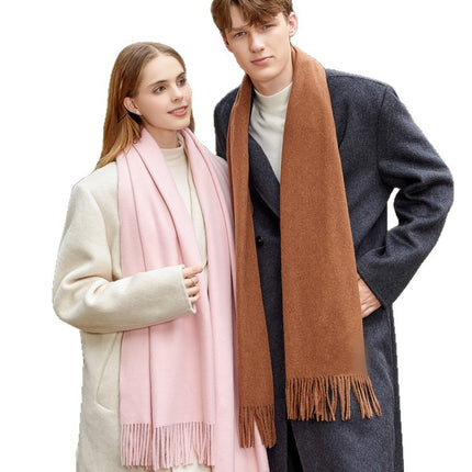 Couple Scarf Shawl High-End Versatile Wool Scarf Women's Winter 2025 New Solid Color Cashmere Scarf Wholesale