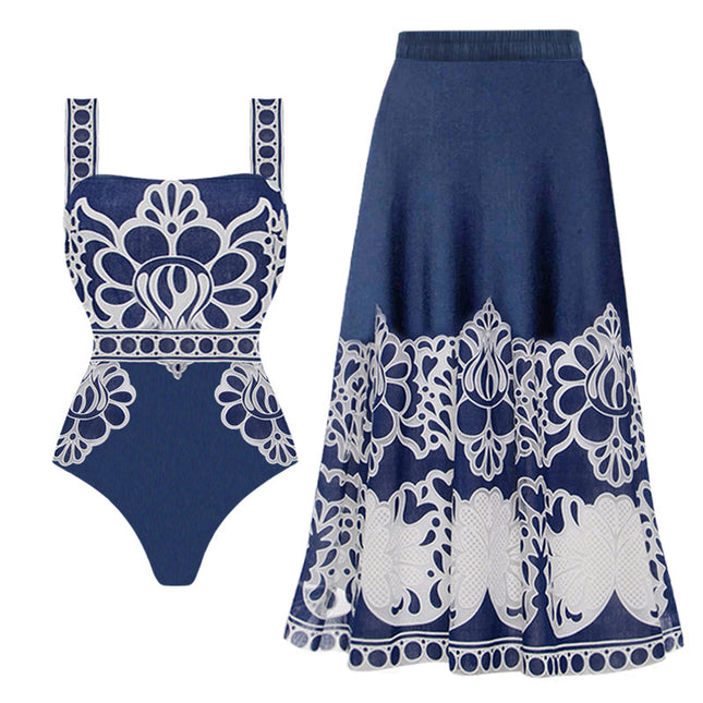 2025 New Amazon European and American Swimwear Ethnic Style Printed Swimsuit suit Women's Cross-border Swimsuit 25289