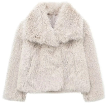KAOPU ZA fur large lapel imitation fur coat short fashion imitation fox fur coat fluffy plush women's clothing