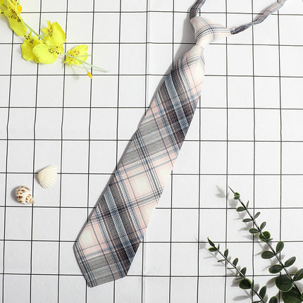 JK Small Tie Women's College Style Lazy Japanese Style Plaid Uniform Shirt Tie Student ins Men's and Women's Short Free Tie