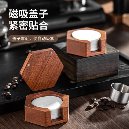 Round Italian Coffee Extraction Filter Paper Storage Sabri Wood Solid Wood Storage Base 58/53/51mm Universal